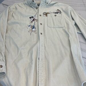 Vintage Disney Cream Corduroy Embroidered Shirt-size Medium